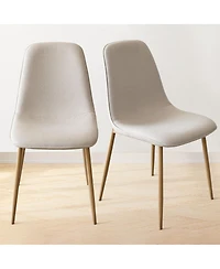 Maison Boucle 19.5" Seat Height Linen Dining Side Chairs Set of 2, Wood-Look Legs