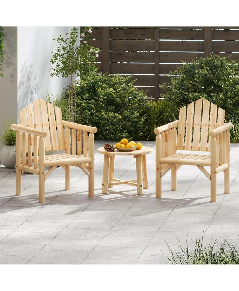 Gouun Solid Wood Outdoor Patio Armchair with High 105 Degree Reclined Back and Curved Armrests
