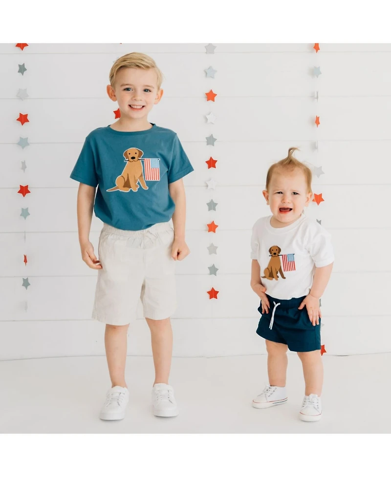 Sweet Wink Toddler Boys Patriotic Pup Patch Short Sleeve T-Shirt