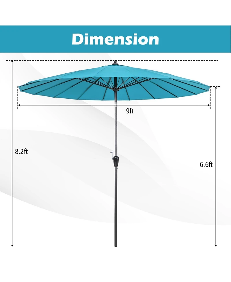 Gouun Round Patio Umbrella with 18 Fiberglass Ribs, Push Button Tilt and Crank