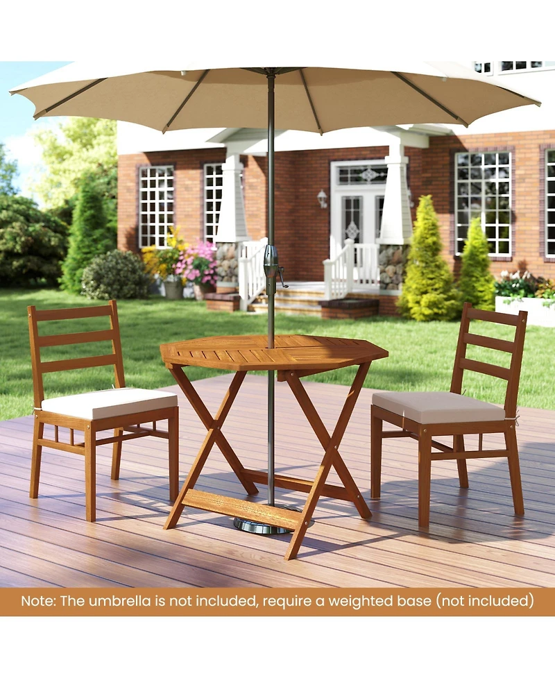 Gouun Octagonal Solid Wood Patio Table with Umbrella Hole