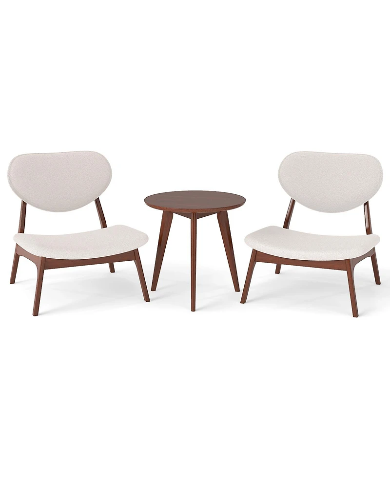 Gouun Accent Chairs Set of 2 with Matching Side Table and Solid Wood Frame