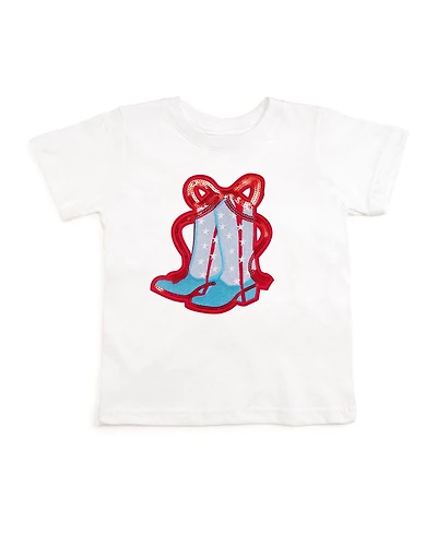 Sweet Wink Little Girls Patriotic Cowgirl Patch Short Sleeve T-Shirt