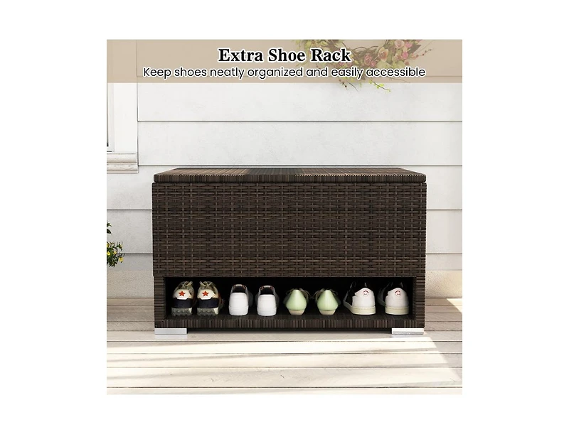 sumyeg Pe Rattan Storage Bin with Waterproof Liner for Patio Cushions