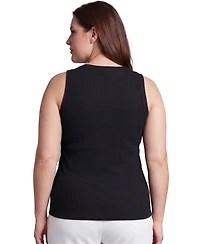 24seven Comfort Apparel Plus Curvy Ribbed Knit Sleeveless Top