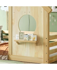 Streamdale Furniture Wood Floor Bed with House Frame and Shelf