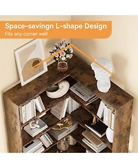 gaomon 70.9" 6-Tier L-Shaped Corner Bookshelf with Baffles, Tall Storage and Display Rack