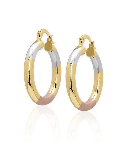 Macy's 14k Gold Plated Brass Tri-Color Pear Shape Hoop Earrings