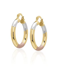 Macy's 14k Gold Plated Brass Tri-Color Pear Shape Hoop Earrings