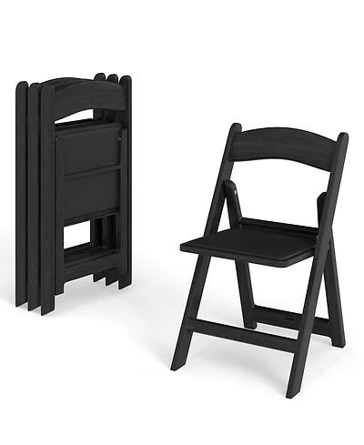 Gouun Resin Folding Chairs Set of 4 with Padded Seats