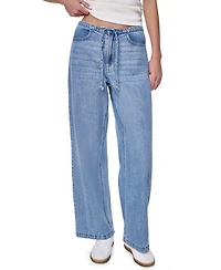 Dkny Jeans Petite Mid Rise Flowy Relaxed Fit Straight Pants