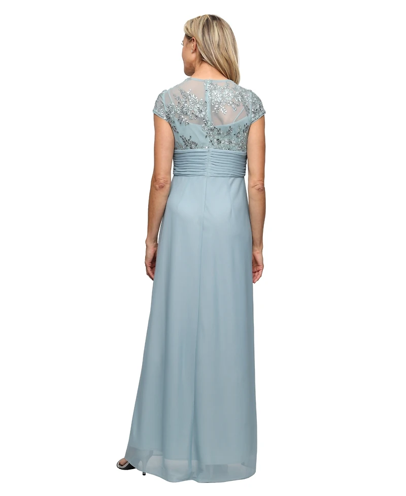 Alex Evenings Women's Embellished Short-Sleeve Gown