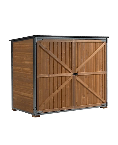 Sumyeg Outdoor Storage Cabinet 50.4"L X 26.8"W X 41"H, Garden Shed Tool Shed with Metal Frame