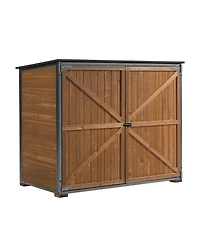 Sumyeg Outdoor Storage Cabinet 50.4"L X 26.8"W X 41"H, Garden Shed Tool Shed with Metal Frame