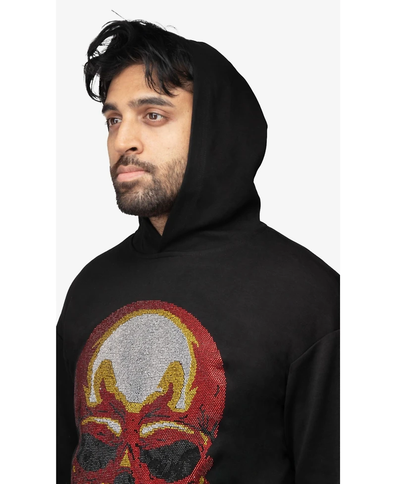 Spring + Mercer Men's Rinestone Embellished Skull Pullover Hoodie