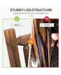 Out sunny 2-Person Wood Rocking Chair with Log Design, Heavy Duty Loveseat with Wide Curved Seats for Patio, Backyard, Garden, Walnut