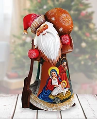 G.DeBrekht Woodcarved Hand Painted Nativity Santa Figurine