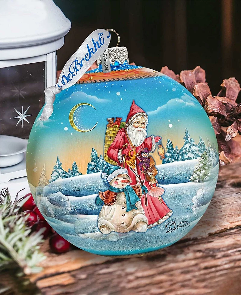 G.DeBrekht Limited Edition Oversized Winter Village Christmas Ball Glass Ornament