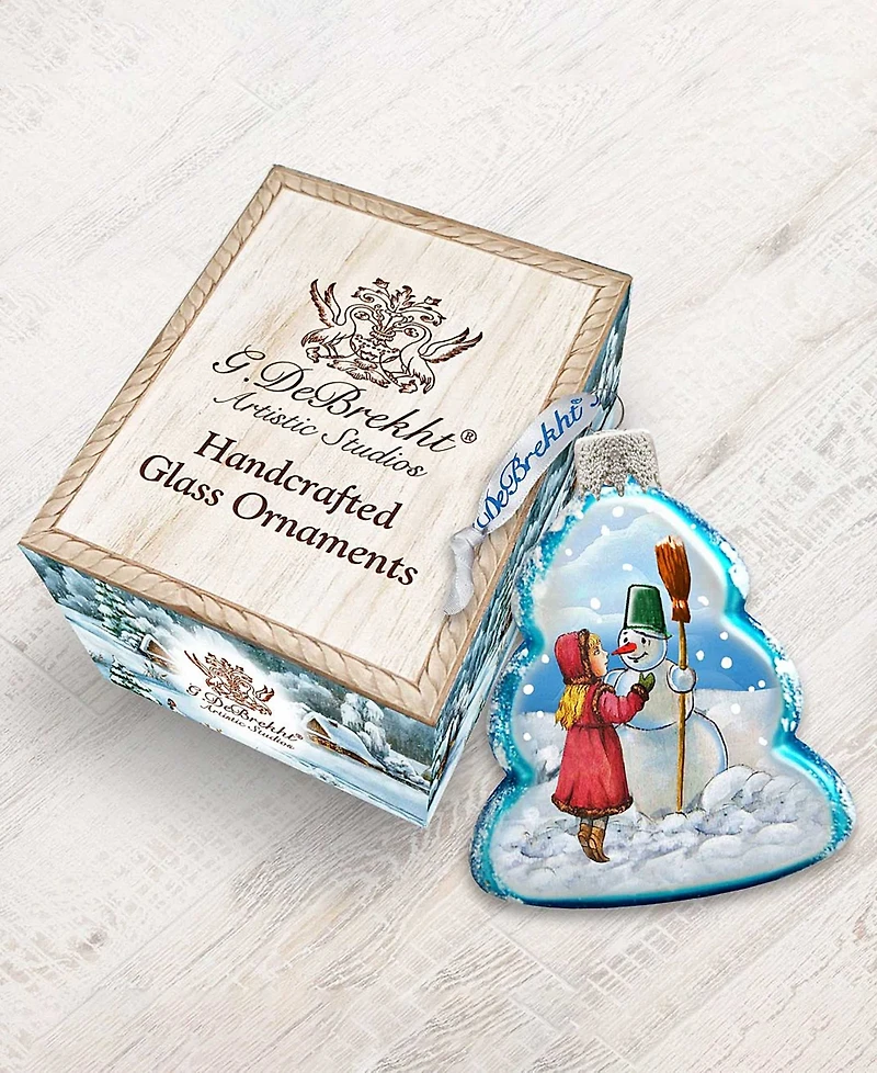 G.DeBrekht Playing Snowman Glass Ornament