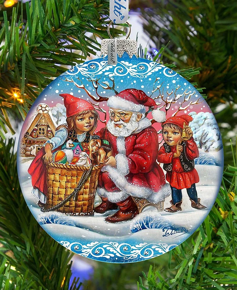 G.DeBrekht Oversized Retro Christmas Ball In Blue Glass Ornament