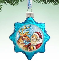 G.DeBrekht Reindeer Santa Glass Ornament