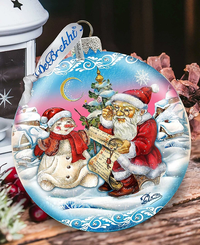 G.DeBrekht Limited Edition Oversized Retro Santa List Ball Glass Ornament