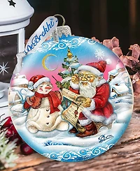 G.DeBrekht Limited Edition Oversized Retro Santa List Ball Glass Ornament