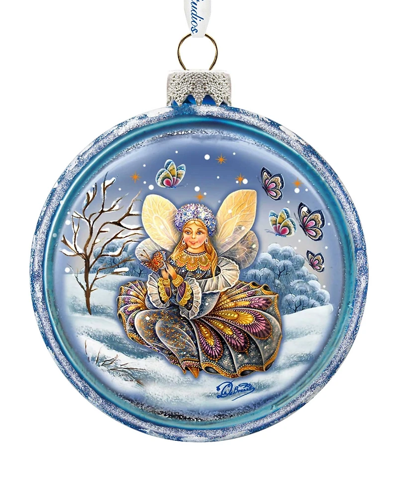 G.DeBrekht Fairy Girl Red Ball Hand Painted Glass Ornament