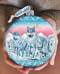 G.DeBrekht Limited Edition Oversized Guardian of Spirituality Wolves Glass Ball Ornament