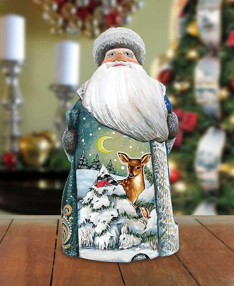 G.DeBrekht Woodcarved Hand Painted Santa Masterpiece Wooden Santa Figurine