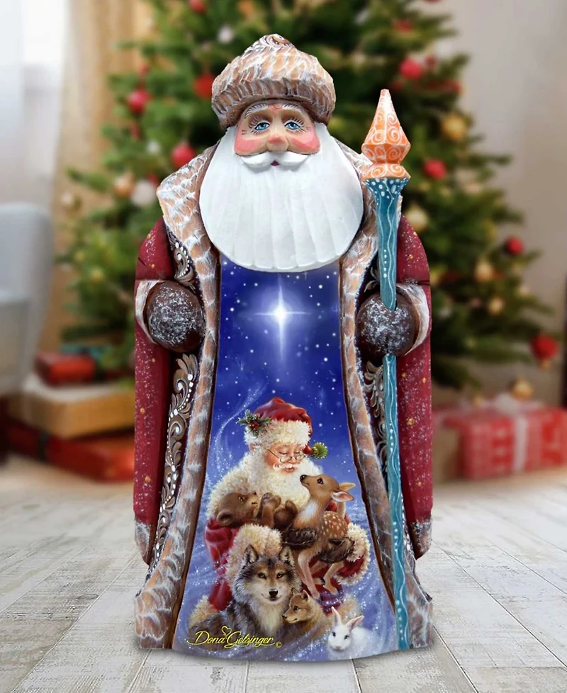 G.DeBrekht Woodcarved Hand Painted Santa Little Friends Figurine