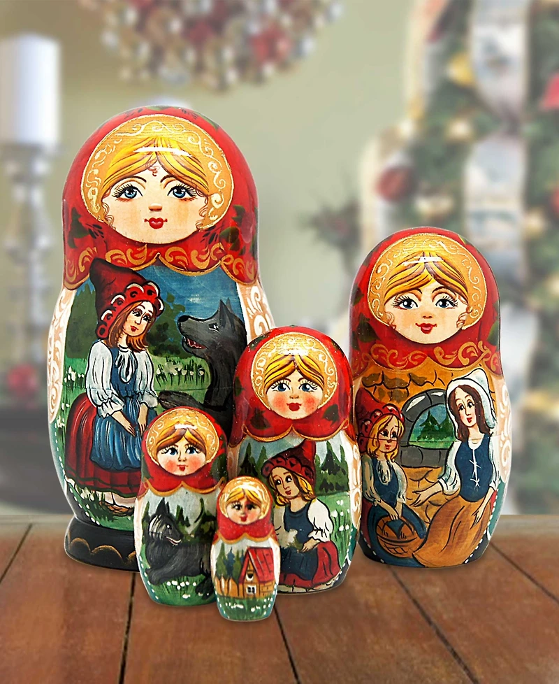 G.DeBrekht 5 Piece Riding Hood Russian Matryoshka Nested Doll Set