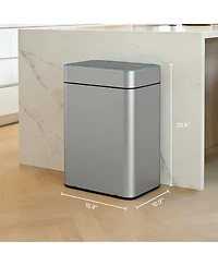 Mega Casa 50L / 13 Gallon Stainless Steel Automatic Trash Can with Silent Close Lid and Stay-Open Feature