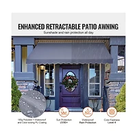 Sugift 138 x 47 in Retractable Patio Awning Sunshade Shelter Manual Crank Adjustable Height