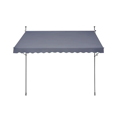 Sugift 138 x 47 in Retractable Patio Awning Sunshade Shelter Manual Crank Adjustable Height