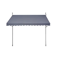 Sugift 138 x 47 in Retractable Patio Awning Sunshade Shelter Manual Crank Adjustable Height