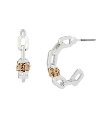 Robert Lee Morris Soho Two-Tone Paper Clip Frozen Chain Hoop Earrings