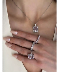 Suzy Levian Gala Collection Sterling Firework Cut Cubic Zirconia Multi-Cut Cluster Halo Pendant