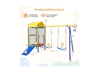 Slickblue 5 in 1 Kids Swing Set with Metal Stand Backyard Playset