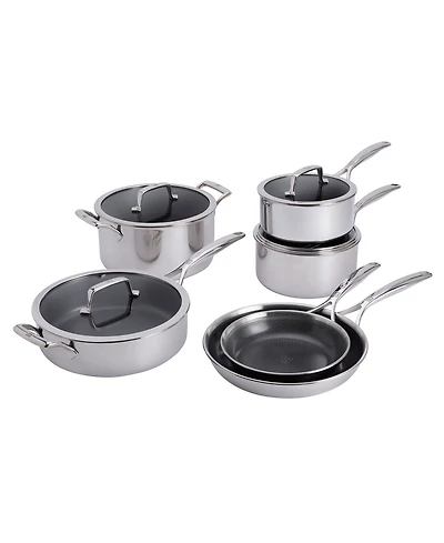 Zwilling Peak Stainless Steel 10-Pc. Dual Performance Ceramic Cookware Set