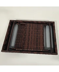 Outsunny Outdoor Folding Outdoor Pe Wicker Side Table, Hand Woven, Brown
