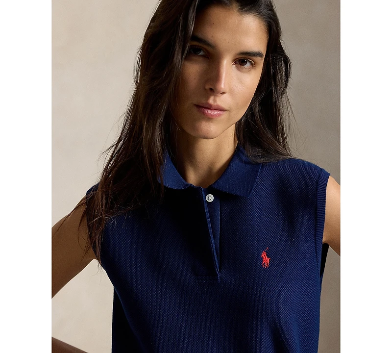 Polo Ralph Lauren Women's Ribbed Collar Sleeveless Sweater