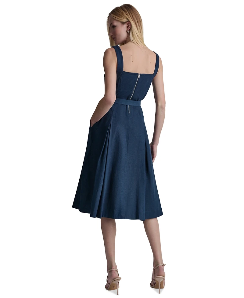 Dkny Women's Seated Bodice Sweetheart Neck Midi Dress