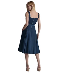 Dkny Women's Seated Bodice Sweetheart Neck Midi Dress