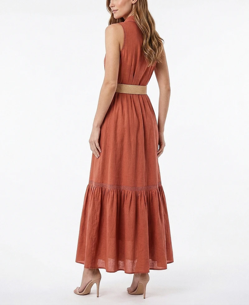 Taylor Women's Collared Belted A-Line Shirt Dress