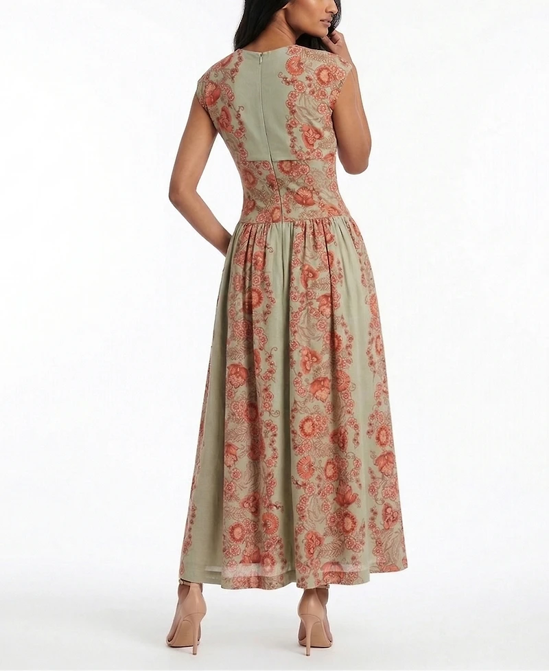 Taylor Women's V-Neck Floral Print A-Line Dress