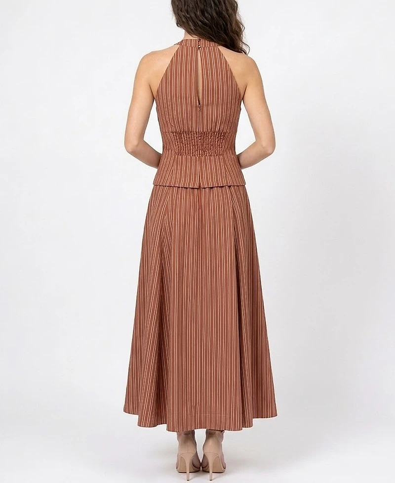 Taylor Women's Striped Drop Waist V-Neck Dress