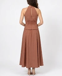 Taylor Women's Striped Drop Waist V-Neck Dress