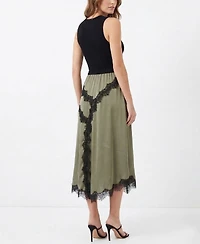 Taylor Women's Lace Trim Twofer Crewneck Sweater Dress