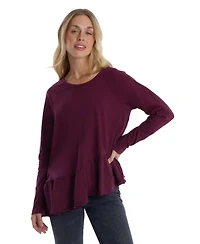 Wilt Clothing Women's Raglan Long Sleeve Asymmetric Peplum